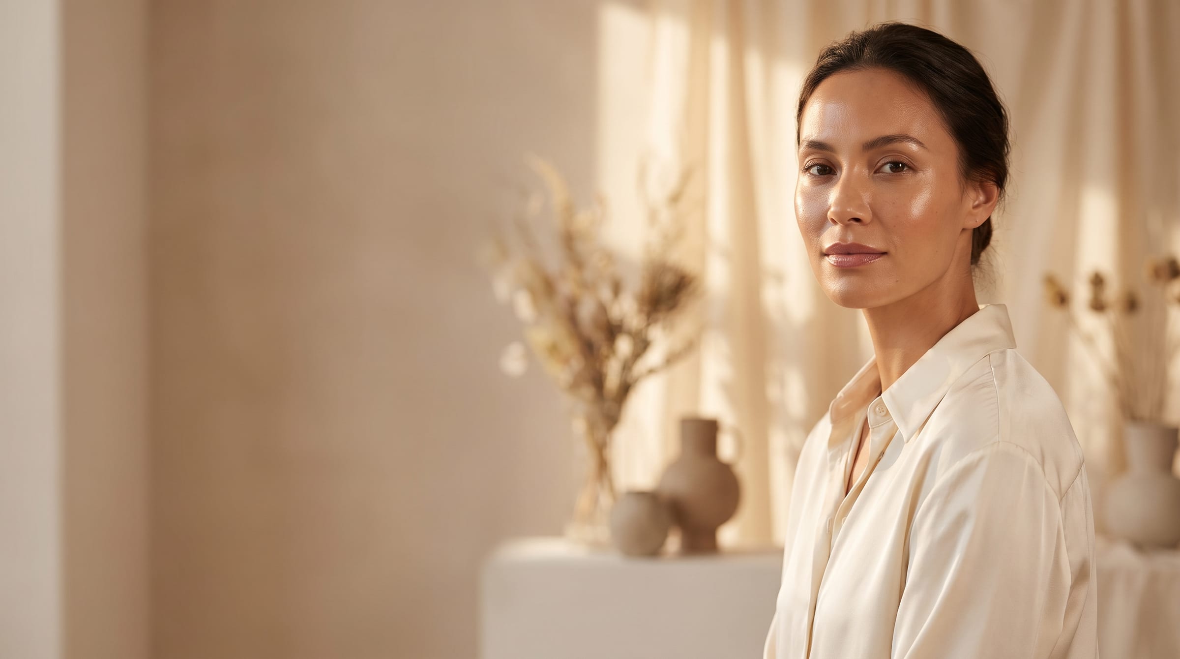 The serene, light-filled interior of Skin & Clear